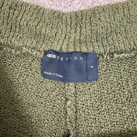ASOS Design Textured Knit Shorts Olive Green Mens Size S Streetwear Urban Casual - Picture 5 of 9